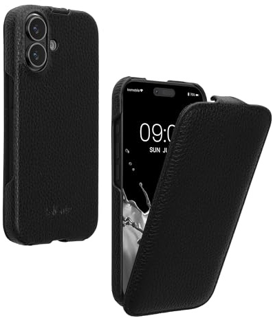 kalibri Flip Hülle Ultra Slim kompatibel mit Apple iPhone 17 - Leder Case Schutzhülle Tasche in Schwarz