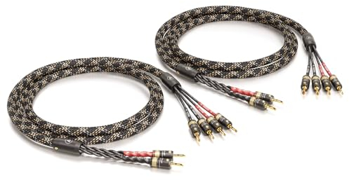VIABLUE SC-4 Silver BI-Wire * High-End Lautsprecherkabel * T6s Bananenstecker, echtvergoldet * 1 Paar * mit Splitter * 150 cm * 1.5 m
