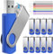 FEBNISCTE 10 Pièce 128MB(Not 128 Go) Clé USB Bleu Rotatif USB 2.0 Flash Drive