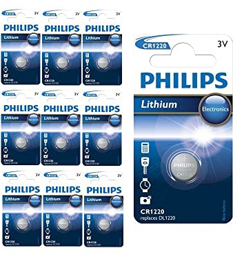 Philips Pile CR1220 - Piles Rechargeables (40 x 60 x 1 mm, Argent)