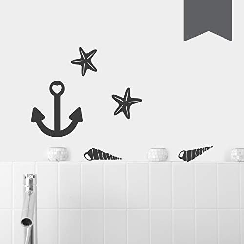WANDKINGS Wandtattoo Maritim - A4 Set 21 x 30 cm - Dunkelgrau - 35 Farben zur Wahl