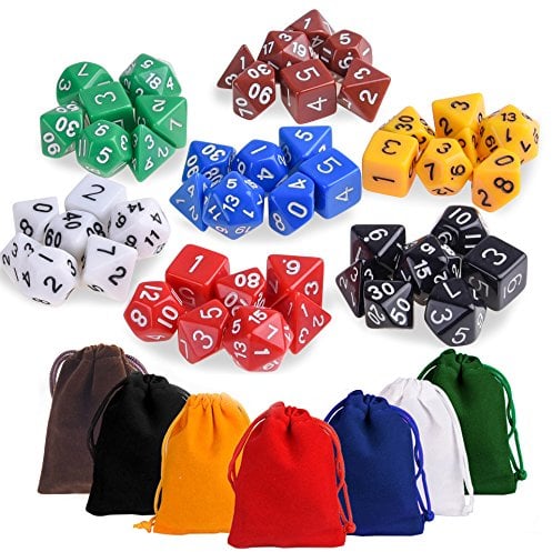 KUUQA 49 Stück Polyedrische Würfel 7 Farbe Komplettset Spiel Würfel Für Party