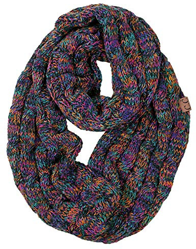 Funky Junque 's Beanies Matching Ribbed Winter Warm Cable Knit Infinity Scarf