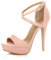 Womens Ladies Platform high Heel Peeptoe Cross Over Strappy Shoes, Pink Suede, 6 UK