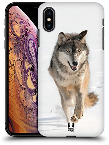Head Case Designs Grauer Wolf Rennt Tierwelt Harte Rueckseiten Handyhülle Hülle Huelle kompatibel mit Apple iPhone XS Max