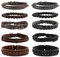 MILAKOO 10 Stück geflochtenes Lederarmband für Männer Frauen Holzperlen Armbänder Wickeln einstellbar