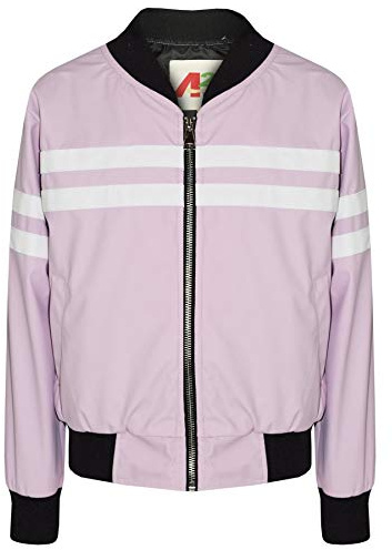 A2Z 4 Kids Boys PU Leather Jacket Contrast Striped Bomber Zip Up Mock Neck Long Sleeve - PU Jacket 646 Lilac 13