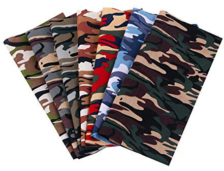 Baumwollstoff in Camouflage-Optik, quadratisch, 25 cm x 25 cm, 7 Stück, Stoff, Patchwork-Handwerk, Quilten, Quadrate Bündel, Baumwollstoff für Patchwork DIY Nähen Scrapbooking