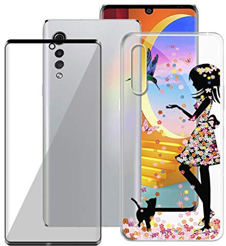 KJYF Fundas para LG Velvet (6.80 Pulgadas) + Protectores de Pantalla in Cristal Templado HD, Flexible Case Caso Cover Transparente TPU Silicona - Niña