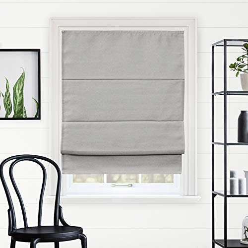 Chicology Roman Shades - Blackout Shades for Windows, 31 W x 64 H, Del Mar Pearl Grey