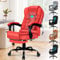 ELFORDSON Executive Massage Office Chair for Home Office, PC Chair with Footrest, PU leather Office Chairs with Recliner, Ergonomic Office Chairs, Red