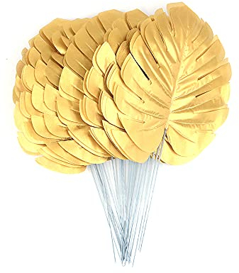 Shiwaki 20 pièces Feuilles de Palmier doré Feuilles de Palmier Tropical artificielles pour hawaïen Luau décoration de fête décoration de la Maison
