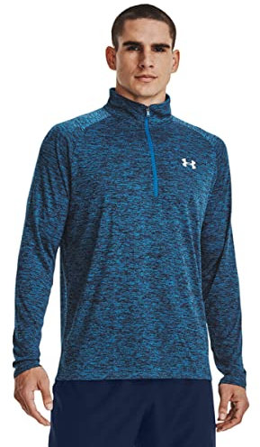 Under Armour Men's Tech 2.0 1/2 Zip-up Long Sleeve T-Shirt Sweatshirt, Cruise Blue (899) / White, M