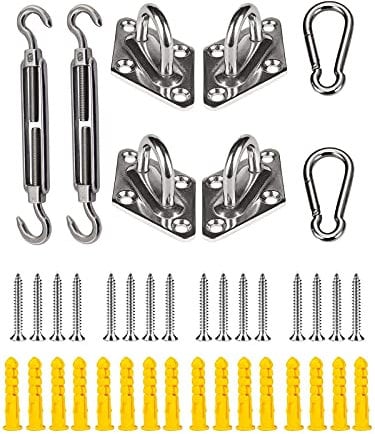 Reagia 304 Stainless Steel Sun Shade Sail Fixing Kit,M5 Sunshade Canopy Hardware Kit for Install Rectangle and Triangle Shade Sails Deck Garden Lawn Patio Outdoor Metal Sail Shade Pergola Kit(40PCS)