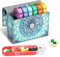 FINPAC Pilulier hebdomadaire avec sacoche en cuir PU, 7 Jours 4 fois par jour Organisateur de pilule de voyage avec carte Nom pour Matin Midi Soir Coucher pour pour vitamines, médecine, Emeraude