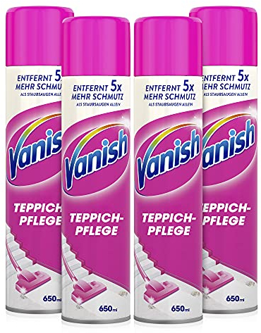 Vanish Polster- und Teppichreiniger Schaum – 4 x 650 ml – Reinigungsmittel für Teppich und Polster – Extra stark gegen Schmutz, schlechten Geruch und Staub