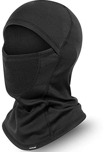 Hasagei - Passamontagna traspirante per il viso, maschera invernale termica, da sci, da moto, per uomo e da donna, Nero , taglia unica
