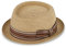 fiebig Wallku Pork Pie Papierhut mit farbigem Ripsband | Sonnenhut aus 100% Papier | Melange Porkpie in vielen Größen (55-S, Beige)