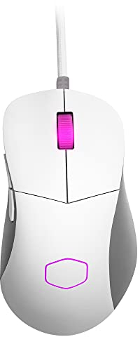 Cooler Master MM730 RGB-LED ultraleichte 48g Wired Gaming Maus – Kabelgebundene Maus mit optischen PixArt PMW3389-Sensor (16K DPI), 70 Millionen Klicks, MasterPlus+ (32K DPI, nur PC) - Mattweiß