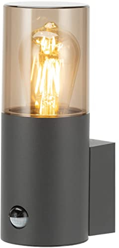 CGC Lighting Applique murale extérieure, moderne, ampoule E27 (Non incluse) Patio, Garage, Jardin, Porte d'entrée (Gris PIR)