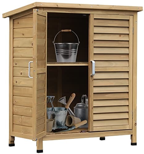Outsunny Casetta da Giardino in Legno di Abete, Capanno Attrezzi con Tetto in Bitume Impermeabile, 87x46.5x96.5cm