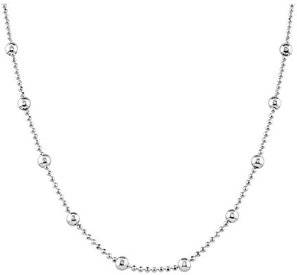 Treasure Bay 925 Sterling Silber Kugelketten-Halskette für Damen und Mädchen – 4 mm / 1,2 mm Perlen – Längen 40–60 cm (60 Cm)