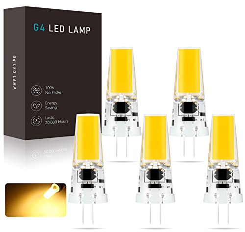G4 LED Lampen, AC/DC 12-24V 5W G4 LED Birnen Warmweiß 3000K 450LM, Ersatz für 40W 50W Halogenlampen, Dimmbar Kein Flackern, 5er Pack