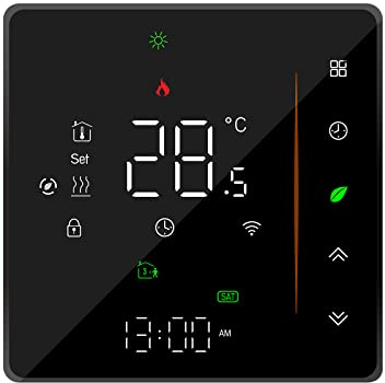 Qiumi Smart Thermostat WiFi programmierbarer LCD-Temperaturregler Wireless Tuya Smart Life APP Fernbedienung, Wasser Fußbodenheizung kompatibel mit Alexa Google Home, 5A 95~240VAC