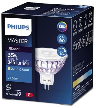 Philips Master LED 12V 36 Degrees 5.8W (35W) CRi90 2200-2700K Dim Tone
