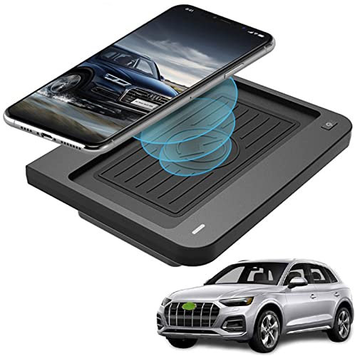 Wireless Car Charger 10W Fast Charging for Audi SQ5 2017-2022 Coils Phone Charger Pad Audi SQ5 Center Console Accessory Panel for i-Phone 11/XS/XR/8 Sam-sung Note 10/S10/S9/S8