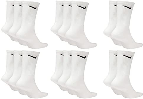 NIKE 8 Paar Everyday Lightweight Crew SX7676 Tennis Socke weiß schwarz grau, Farbe:weiß, Größe:38-42