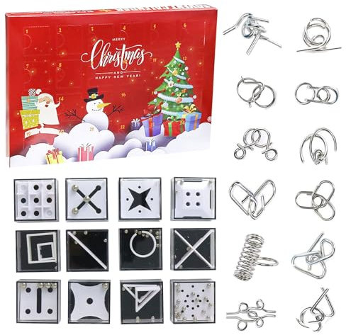 Puzzle Adventskalender 2026, 24 Stück Adventskalender mit knobeln, adventskalender Mini, Überraschung Herausforderung 3D Fördert Weihnachten Geschenk