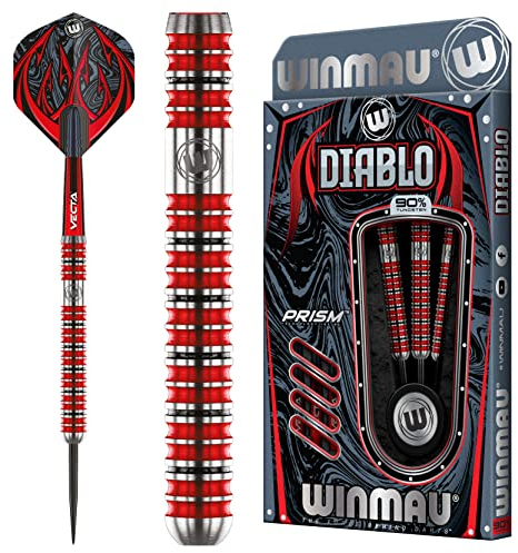 WINMAU Diablo 25 Gramm Profi Stahlspitze Wolfram Dartpfeile mit Flüge und Stiele (Wellen)