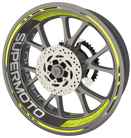 KTM SuperMoto SMC Premium Qualität Felgenrandaufkleber Set (Aufkleber für beide Felgen) (Gelb)