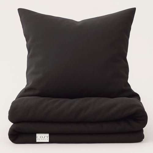 COZY HEAVEN | Luxus Lyocell Bettwäsche (Tencel™) | Gewonnen aus Eukalyptus u.a. | Ultra weich & hochwertig | Hypoallergen | Atmungsaktiv gegen Schweiß | Nachhaltig (200x220 + 2X (80x80), Night Grey)