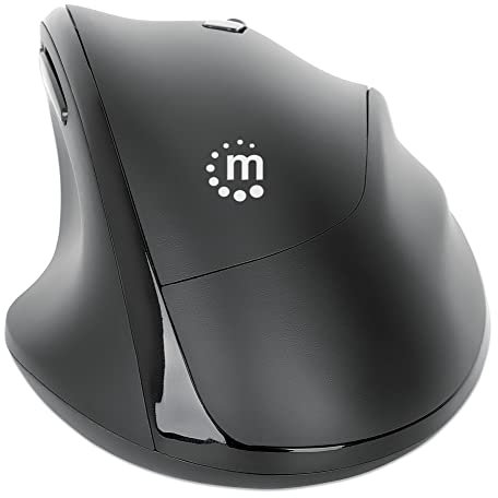 Manhattan 190237 Ergonomische Wireless Maus mit USB-A und USB-C™ 2-in-1 Receiver schwarz