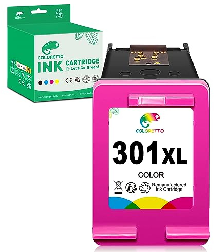 COLORETTO 301 XL Druckerpatronen für HP 301XL für HP Deskjet 1000 1010 1050 1510 2050 2510 2512 2540 3000 3050 3510 4500 4630 4639 5530 Wiederaufbereitet Patrone(1 Farbe)