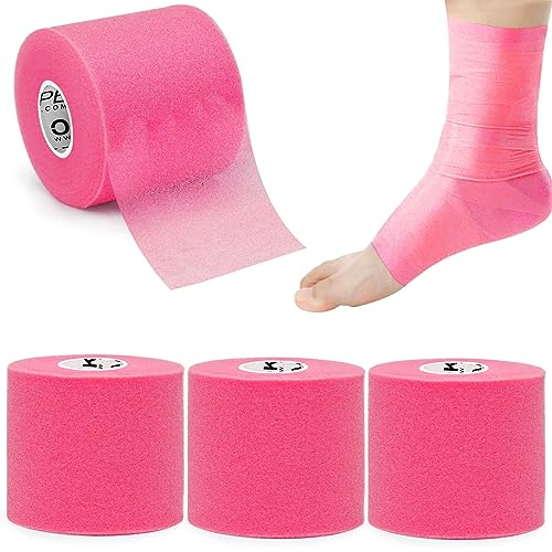 OK TAPE Prewrap Tape (4 Rollen) Leichtschaum Unterlage für Sport,Schutz für Knöchel, Handgelenke, Hände und Knie Hautverletzungen und Kleberückstände Vermeiden, 7cm x 27m,Rosa