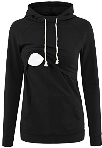 Love2Mi Damen Stillen Hoodie Umstandspullover Langarm Umstandsmode Jacke
