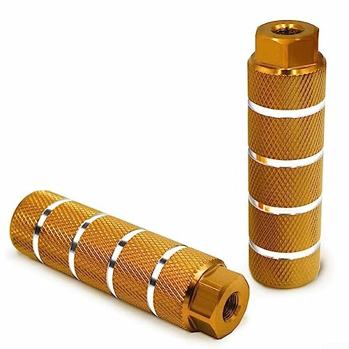 DAZZLEEX 2 Stück MTB-Fuß-Stunt-Pegs, Fahrrad-Pegs aus Aluminiumlegierung, Rutschfester Bleifuß für BMX-Fahrrad, passend für 3 8-Zoll-Achsen, Gold