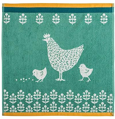 Coucke Carré éponge en Jacquard de Coton, Cocotte, 50x50 cm