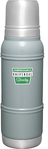 Stanley Milestone Silver Klassische vakuumisolierte Trinkflasche mit außergewöhnlicher Wärmedämmung, BPA-frei, doppelwandiger Deckel und Korkverschluss