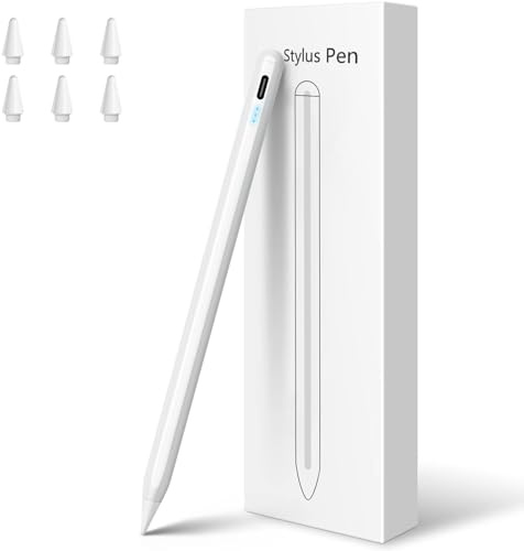 Penna stilo per iPad, 13 minuti di ricarica rapida Active Pencil per iPad 2018-2022, penna magnetica con sensore di inclinazione del palmo compatibile W/iPad Pro 12,9 e 11, iPad 6/7/8/9/10, iPad Air