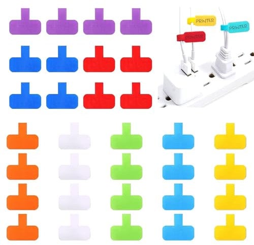 32 Pcs Multicolored Handwriting Cable Labels, Wire Tags and Cable Markers for Electronics, Computers Cable Management and Identification, Write On Cord Label Wire Labels Anti Tear Cable Tags