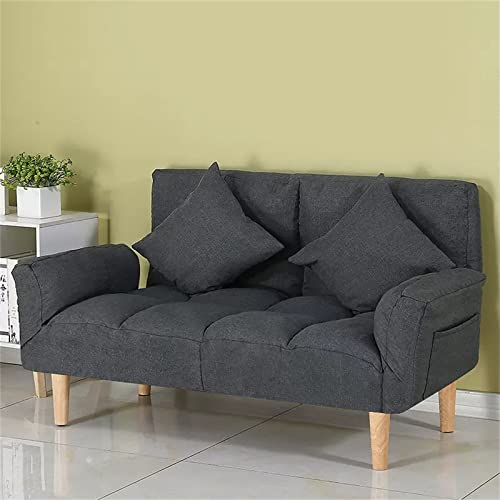UsmAsk Klappbarer Bodenstuhl, gepolstertes Schlafsofa, verstellbares 5-Winkel-Stuhlbett mit Kissen und Massivholz-Sofafuß, zum Spielen, Entspannen, Lesestuhl, dunkelblau (Dunkelgrau)