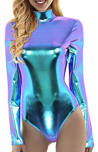 Fulidngzg Body Damen Langarm Thermo Elegant Langarmbody Body Oberteil Long Sleeve Sexy Bodysuit Blusenbody Schwarz Stretch Party Stringbody Shapewear Silvester Lang Shaping Bodybluse