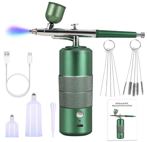 RATSTONE Aerografo Professionale con Compressore,Kit Aerografo Portatile Wireless e Set Aerografo a Mano Ricaricabile,per la Decorazione di Torte, Il Trucco e L'artigianato, Il Design delle Unghie