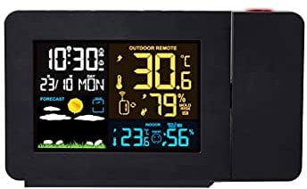 UHJKLA Weather Station Digital Alarm Clock Time Projector Temperature Humidity Meter Dual Alarm Desk Table Clocks