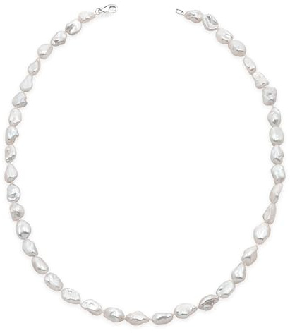 Damen-Halskette mit kultivierten Süßwasser-Barock-Keshi-Perlen, 43 cm lang, von Secret & You - Barock-Keshi-Perlen mit einem Knoten zwischen jeder Perle - Sterling Silber und Edelstahl