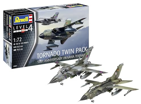Revell Modellbau, 50th Anniversary Tornado, Bausatz, Maßstab 1:72, 310 Teile, Bastelset ab 12 Jahren, Detailgetreues Modell, Militärflugzeug, Authentische Nachbildung